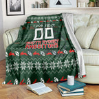 Personalized South Sydney Rabbitohs Christmas Blanket Australian Rugby Fans - Pixelated Ugly Xmas Pattern Mascot Santa