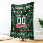 Personalized South Sydney Rabbitohs Christmas Blanket Australian Rugby Fans - Pixelated Ugly Xmas Pattern Mascot Santa