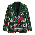 Personalized South Sydney Rabbitohs Christmas Blazer Australian Rugby Fans - Pixelated Ugly Xmas Pattern Mascot Santa