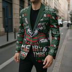 Personalized South Sydney Rabbitohs Christmas Blazer Australian Rugby Fans - Pixelated Ugly Xmas Pattern Mascot Santa
