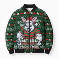 Personalized South Sydney Rabbitohs Christmas Bomber Puffer Jacket Australian Rugby Fans - Pixelated Ugly Xmas Pattern Mascot Santa