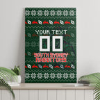 Personalized South Sydney Rabbitohs Christmas Canvas Wall Art Australian Rugby Fans - Pixelated Ugly Xmas Pattern Mascot Santa
