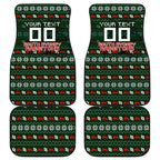 Personalized South Sydney Rabbitohs Christmas Car Mats Australian Rugby Fans - Pixelated Ugly Xmas Pattern Mascot Santa