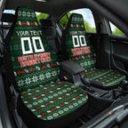 Personalized South Sydney Rabbitohs Christmas Car Seat Cover Australian Rugby Fans - Pixelated Ugly Xmas Pattern Mascot Santa