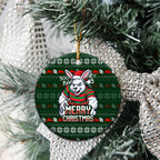 South Sydney Rabbitohs Christmas Ceramic Ornament Australian Rugby Fans - Pixelated Ugly Xmas Pattern Mascot Santa