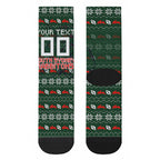Personalized South Sydney Rabbitohs Christmas Crew Socks Australian Rugby Fans - Pixelated Ugly Xmas Pattern Mascot Santa