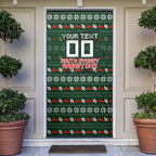 Personalized South Sydney Rabbitohs Christmas Door Cover Australian Rugby Fans - Pixelated Ugly Xmas Pattern Mascot Santa