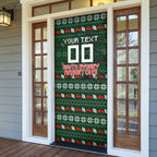 Personalized South Sydney Rabbitohs Christmas Door Cover Australian Rugby Fans - Pixelated Ugly Xmas Pattern Mascot Santa