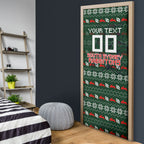 Personalized South Sydney Rabbitohs Christmas Door Cover Australian Rugby Fans - Pixelated Ugly Xmas Pattern Mascot Santa