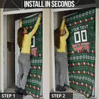 Personalized South Sydney Rabbitohs Christmas Door Cover Australian Rugby Fans - Pixelated Ugly Xmas Pattern Mascot Santa