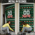 Personalized South Sydney Rabbitohs Christmas Door Cover Australian Rugby Fans - Pixelated Ugly Xmas Pattern Mascot Santa