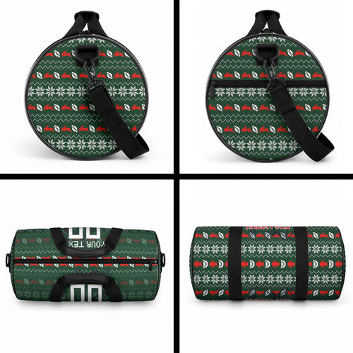 Personalized South Sydney Rabbitohs Christmas Duffle Bag Australian Rugby Fans - Pixelated Ugly Xmas Pattern Mascot Santa