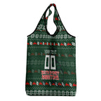 Personalized South Sydney Rabbitohs Christmas Grocery Bag Australian Rugby Fans - Pixelated Ugly Xmas Pattern Mascot Santa