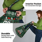 Personalized South Sydney Rabbitohs Christmas Grocery Bag Australian Rugby Fans - Pixelated Ugly Xmas Pattern Mascot Santa