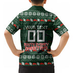Personalized South Sydney Rabbitohs Christmas Hawaiian Shirt Australian Rugby Fans - Pixelated Ugly Xmas Pattern Mascot Santa