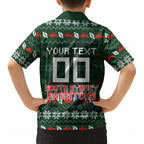 Personalized South Sydney Rabbitohs Christmas Kid Hawaiian Shirt Australian Rugby Fans - Pixelated Ugly Xmas Pattern Mascot Santa