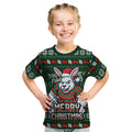 Personalized South Sydney Rabbitohs Christmas Kid T Shirt Australian Rugby Fans - Pixelated Ugly Xmas Pattern Mascot Santa