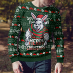 Personalized South Sydney Rabbitohs Christmas Ugly Christmas Sweater Australian Rugby Fans - Pixelated Ugly Xmas Pattern Mascot Santa