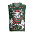 Personalized South Sydney Rabbitohs Christmas Knitted V-Neck Vest Australian Rugby Fans - Pixelated Ugly Xmas Pattern Mascot Santa