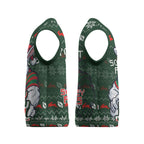 Personalized South Sydney Rabbitohs Christmas Knitted V-Neck Vest Australian Rugby Fans - Pixelated Ugly Xmas Pattern Mascot Santa