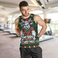 Personalized South Sydney Rabbitohs Christmas Men Tank Top Australian Rugby Fans - Pixelated Ugly Xmas Pattern Mascot Santa