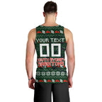 Personalized South Sydney Rabbitohs Christmas Men Tank Top Australian Rugby Fans - Pixelated Ugly Xmas Pattern Mascot Santa