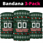 Personalized South Sydney Rabbitohs Christmas Neck Gaiter Australian Rugby Fans - Pixelated Ugly Xmas Pattern Mascot Santa