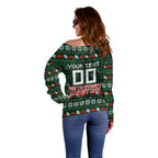 Personalized South Sydney Rabbitohs Christmas Off Shoulder Sweater Australian Rugby Fans - Pixelated Ugly Xmas Pattern Mascot Santa