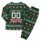 Personalized South Sydney Rabbitohs Christmas Pajama Set Australian Rugby Fans - Pixelated Ugly Xmas Pattern Mascot Santa