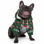 Personalized South Sydney Rabbitohs Christmas Pet Hoodie Australian Rugby Fans - Pixelated Ugly Xmas Pattern Mascot Santa
