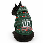 Personalized South Sydney Rabbitohs Christmas Pet Hoodie Australian Rugby Fans - Pixelated Ugly Xmas Pattern Mascot Santa