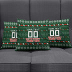 Personalized South Sydney Rabbitohs Christmas Pillow Cover Australian Rugby Fans - Pixelated Ugly Xmas Pattern Mascot Santa