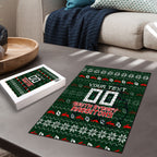 Personalized South Sydney Rabbitohs Christmas Puzzle Australian Rugby Fans - Pixelated Ugly Xmas Pattern Mascot Santa