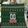 Personalized South Sydney Rabbitohs Christmas Quilt Australian Rugby Fans - Pixelated Ugly Xmas Pattern Mascot Santa