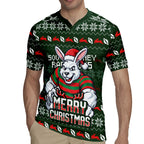 Personalized South Sydney Rabbitohs Christmas Rugby Jersey Australian Rugby Fans - Pixelated Ugly Xmas Pattern Mascot Santa