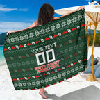 Personalized South Sydney Rabbitohs Christmas Sarong Australian Rugby Fans - Pixelated Ugly Xmas Pattern Mascot Santa