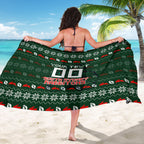 Personalized South Sydney Rabbitohs Christmas Sarong Australian Rugby Fans - Pixelated Ugly Xmas Pattern Mascot Santa