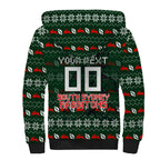 Personalized South Sydney Rabbitohs Christmas Sherpa Hoodie Australian Rugby Fans - Pixelated Ugly Xmas Pattern Mascot Santa