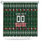 Personalized South Sydney Rabbitohs Christmas Shower Curtain Australian Rugby Fans - Pixelated Ugly Xmas Pattern Mascot Santa