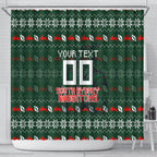 Personalized South Sydney Rabbitohs Christmas Shower Curtain Australian Rugby Fans - Pixelated Ugly Xmas Pattern Mascot Santa
