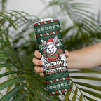 Personalized South Sydney Rabbitohs Christmas Skinny Tumbler Australian Rugby Fans - Pixelated Ugly Xmas Pattern Mascot Santa