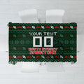 Personalized South Sydney Rabbitohs Christmas Tablecloth Australian Rugby Fans - Pixelated Ugly Xmas Pattern Mascot Santa