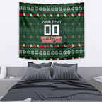 Personalized South Sydney Rabbitohs Christmas Tapestry Australian Rugby Fans - Pixelated Ugly Xmas Pattern Mascot Santa