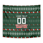 Personalized South Sydney Rabbitohs Christmas Tapestry Australian Rugby Fans - Pixelated Ugly Xmas Pattern Mascot Santa