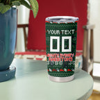 Personalized South Sydney Rabbitohs Christmas Tumbler Cup Australian Rugby Fans - Pixelated Ugly Xmas Pattern Mascot Santa