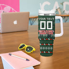 Personalized South Sydney Rabbitohs Christmas Tumbler With Handle Australian Rugby Fans - Pixelated Ugly Xmas Pattern Mascot Santa