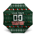 Personalized South Sydney Rabbitohs Christmas Umbrella Australian Rugby Fans - Pixelated Ugly Xmas Pattern Mascot Santa