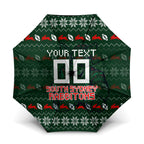 Personalized South Sydney Rabbitohs Christmas Umbrella Australian Rugby Fans - Pixelated Ugly Xmas Pattern Mascot Santa