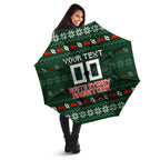 Personalized South Sydney Rabbitohs Christmas Umbrella Australian Rugby Fans - Pixelated Ugly Xmas Pattern Mascot Santa