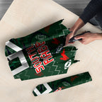 Personalized South Sydney Rabbitohs Christmas Umbrella Australian Rugby Fans - Pixelated Ugly Xmas Pattern Mascot Santa